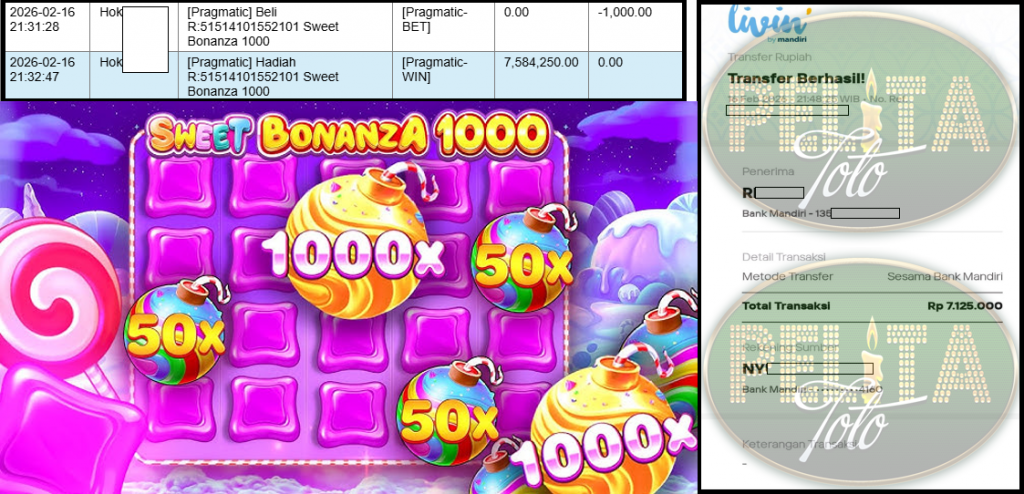 PELITATOTO JACKPOT PRAGMATIC Gaming ” Sweet Bonanza 1000” ‌‌‌‌‌‌‌‏Rp 7,125,000,- LUNAS