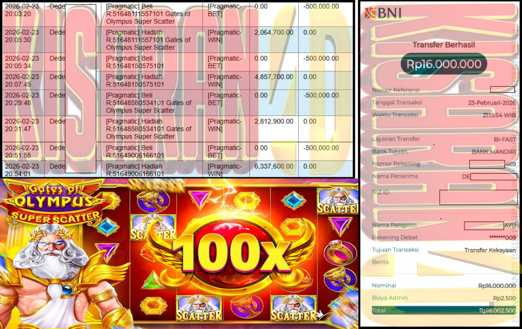 KISARAN4D JACKPOT PRAGMATIC Gaming ”Gates of Olympus Super Scatter” ‌‌‌‌‌‌‌‏Rp 16,000,000,- LUNAS