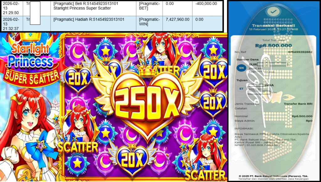 PELITATOTO JACKPOT PRAGMATIC Gaming ”Starlight Princess Super Scatter” Rp 6,500,000,- LUNAS