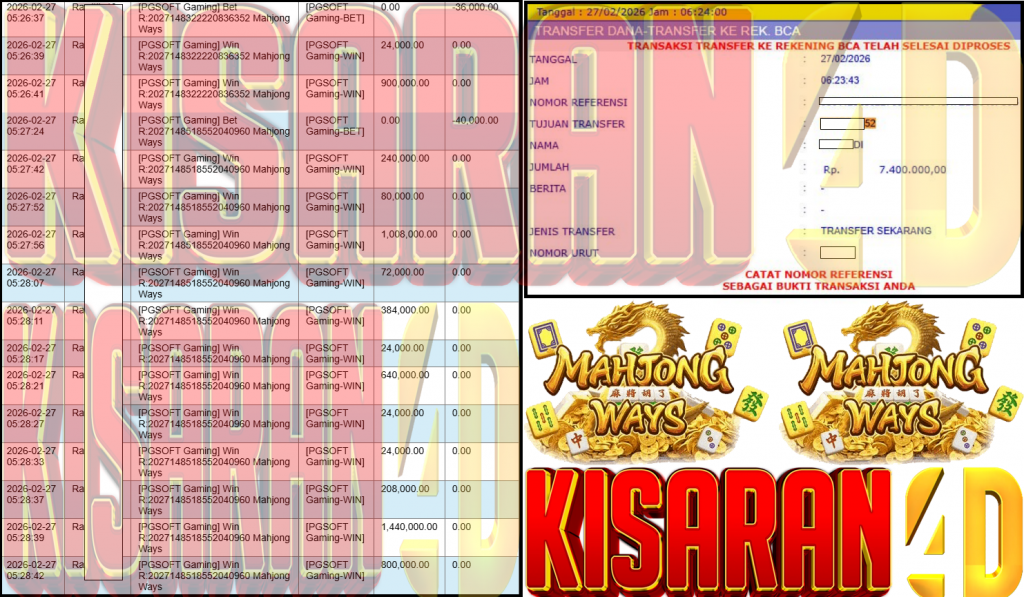 KISARAN4D JACKPOT [PGSOFT Gaming] ”Mahjong Ways” ‌‌‌‌‌‌‌‏Rp 7,400,000,- LUNAS