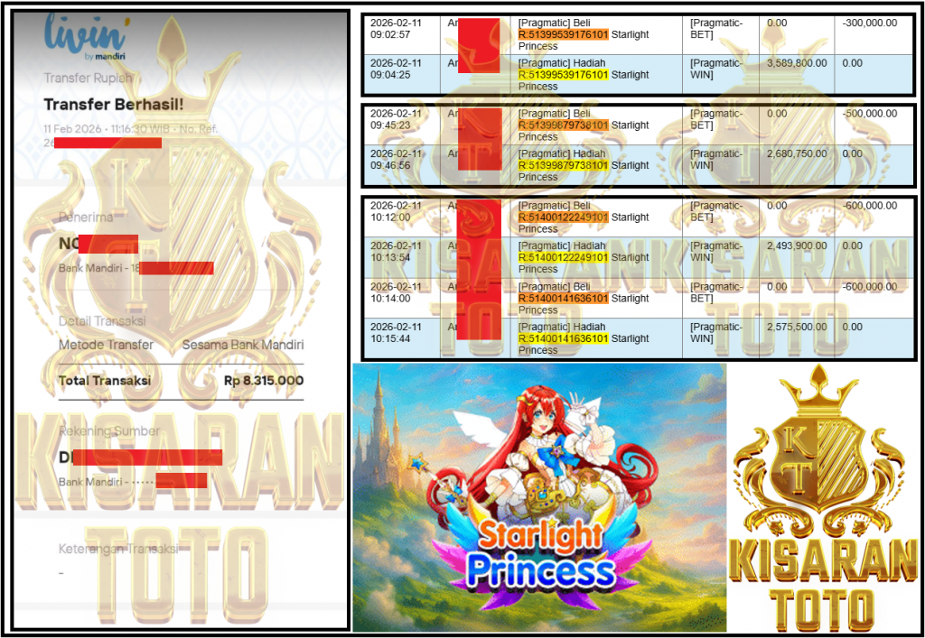 KISARANTOTO JACKPOT PRAGMATIC Gaming ”Starlight Princess” Rp 8,315,000,- LUNAS