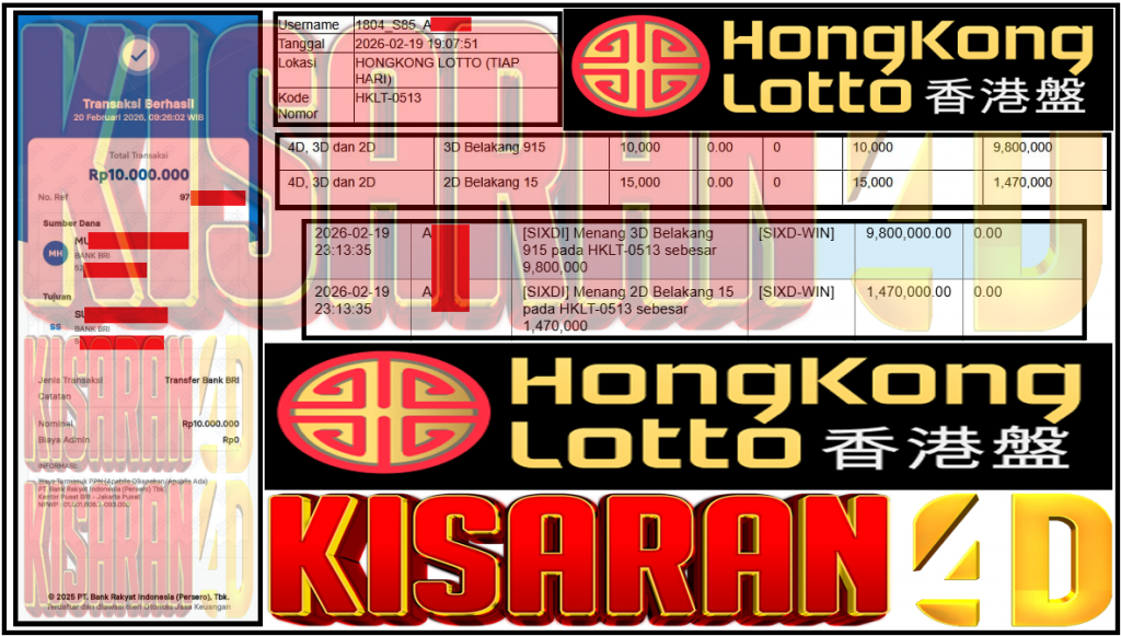 KISARAN4D JACKPOT PASARAN HONGKONG LOTTO ”4915” ‌‌‌‌‌‌‌‏Rp 10,000,000,- LUNAS