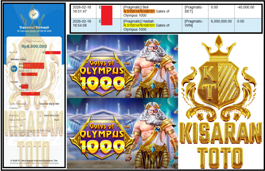 KISARANTOTO JACKPOT PRAGMATIC Gaming ”Gates of Olympus 1000” ‌‌‌‌‌‌‌‏Rp 6,000,000,- LUNAS