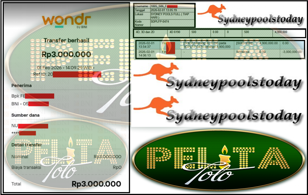 PELITATOTO JACKPOT PASARAN SYDNEY POOLS ”6190” ‌‌‌‌‌‌‌‏Rp 3,000,000,- LUNAS