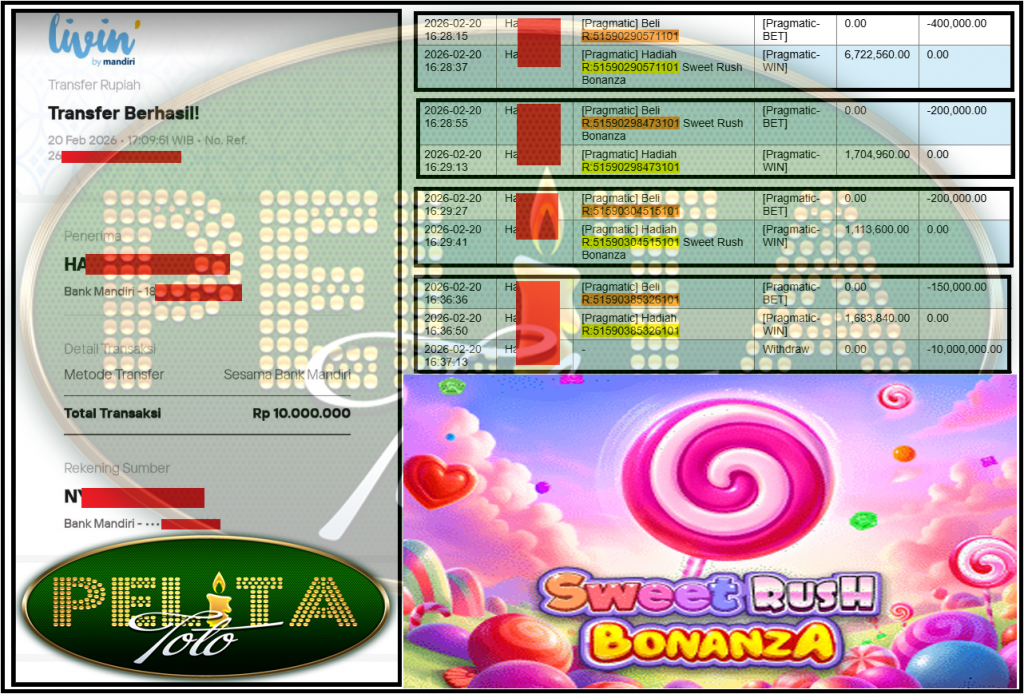 PELITATOTO JACKPOT PRAGMATIC Gaming ”Sweet Rush Bonanza” ‌‌‌‌‌‌‌‏Rp 10,000,000,- LUNAS