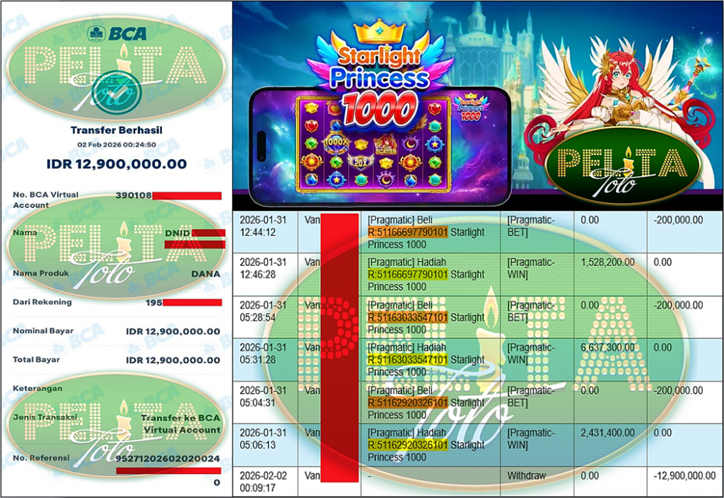 PELITATOTO JACKPOT PRAGMATIC Gaming ”Starlight Princess 1000” ‌‌‌‌‌‌‌‏Rp 12,900,000,- LUNAS