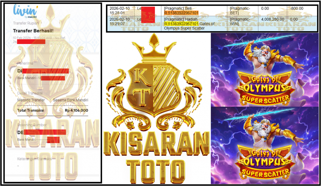 KISARANTOTO JACKPOT PRAGMATIC Gaming ”Gates of Olympus Super Scatter” Rp 4,106,000,- LUNAS