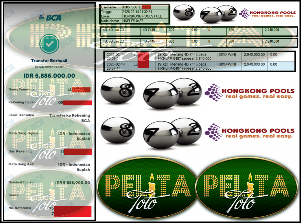 PELITATOTO JACKPOT PASARAN HONGKONG POOLS ”7445” ‏Rp 5,886,000,- LUNAS