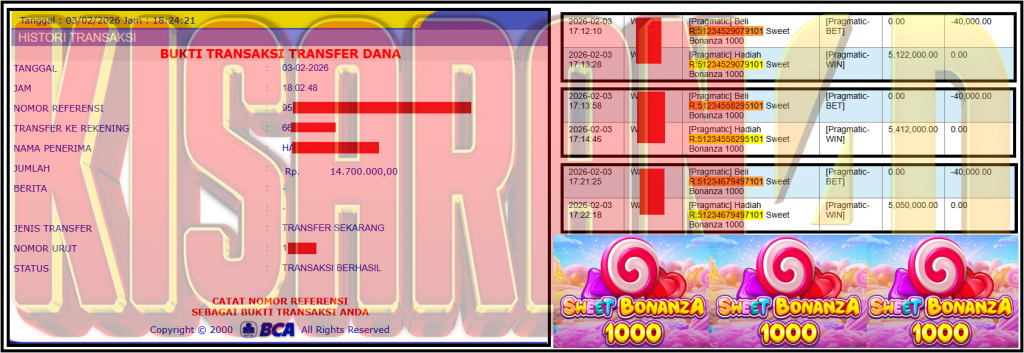 KISARAN4D JACKPOT PRAGMATIC Gaming ”Sweet Bonanza 1000” ‌‌‌‌‌‌‌‏Rp 14,700,000,- LUNAS