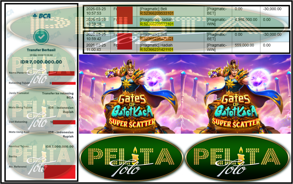 PELITATOTO JACKPOT PRAGMATIC Gaming ”Gates of Gatot Kaca Super Scatter” Rp 7,000,000,- LUNAS