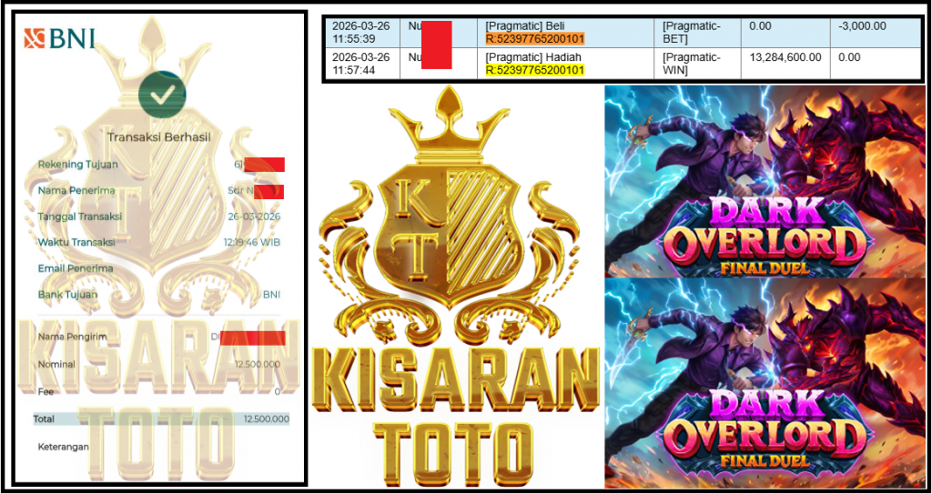 KISARANTOTO JACKPOT PRAGMATIC Gaming ”Dark Overlord – Final Duel” Rp 12,500,000,- LUNAS