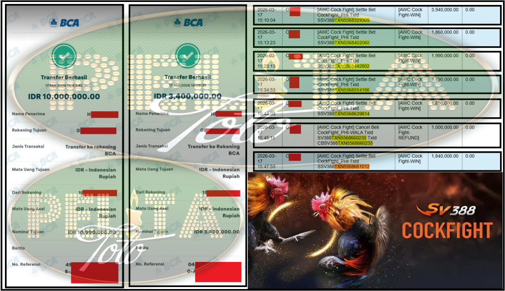 PELITATOTO JACKPOT AWC Cock Fight Gaming ‌‌‌‌‌‌‌‏Rp 13,400,000,- LUNAS
