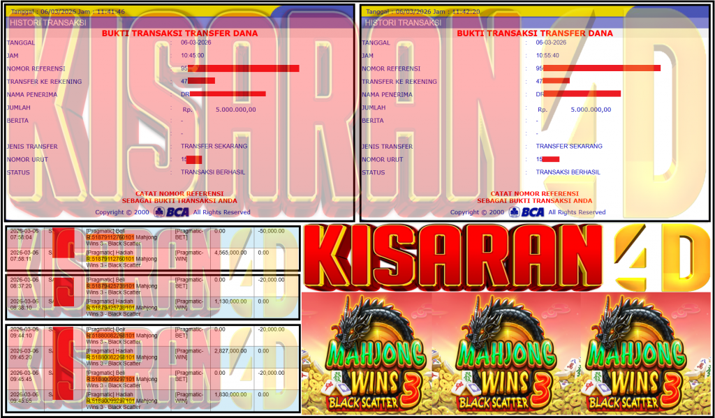 KISARAN4D JACKPOT PRAGMATIC Gaming ”Mahjong Wins 3 – Black Scatter” ‌‌‌‌‌‌‌‏Rp 10,000,000,- LUNAS