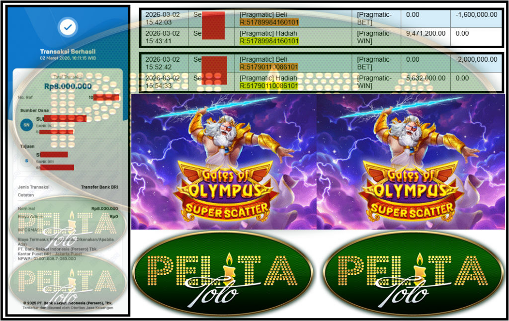 PELITATOTO JACKPOT PRAGMATIC Gaming ”Gates of Olympus Super Scatter” ‌‌‌‌‌‌‌‏Rp 8,000,000,- LUNAS