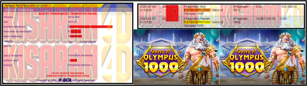 KISARAN4D JACKPOT PRAGMATIC Gaming ”Gates of Olympus 1000” ‌‌‌‌‌‌‌‏Rp 17,767,000,- LUNAS