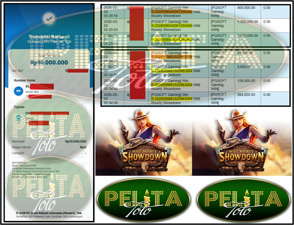 PELITATOTO JACKPOT PGSOFT Gaming ”Wild Bounty Showdown” ‌‌‌‌‌‌‌‏Rp 10,000,000,- LUNAS