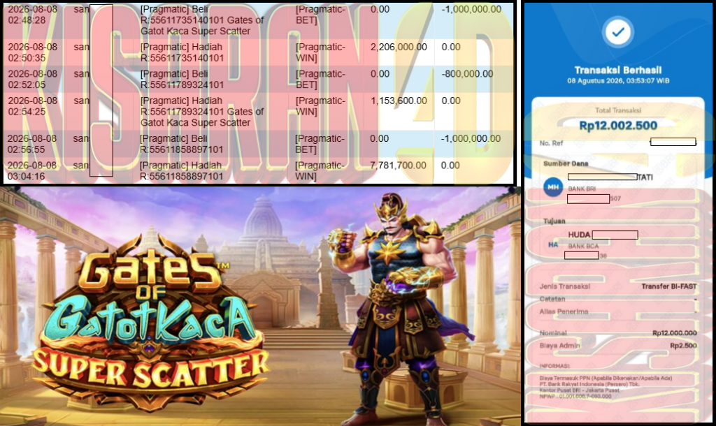 KISARAN4D JACKPOT PRAGMATIC Gaming ”Gates of Gatot Kaca Super Scatter” ‌‌‌‌‌‌‌‏Rp 12,000,000,- LUNAS