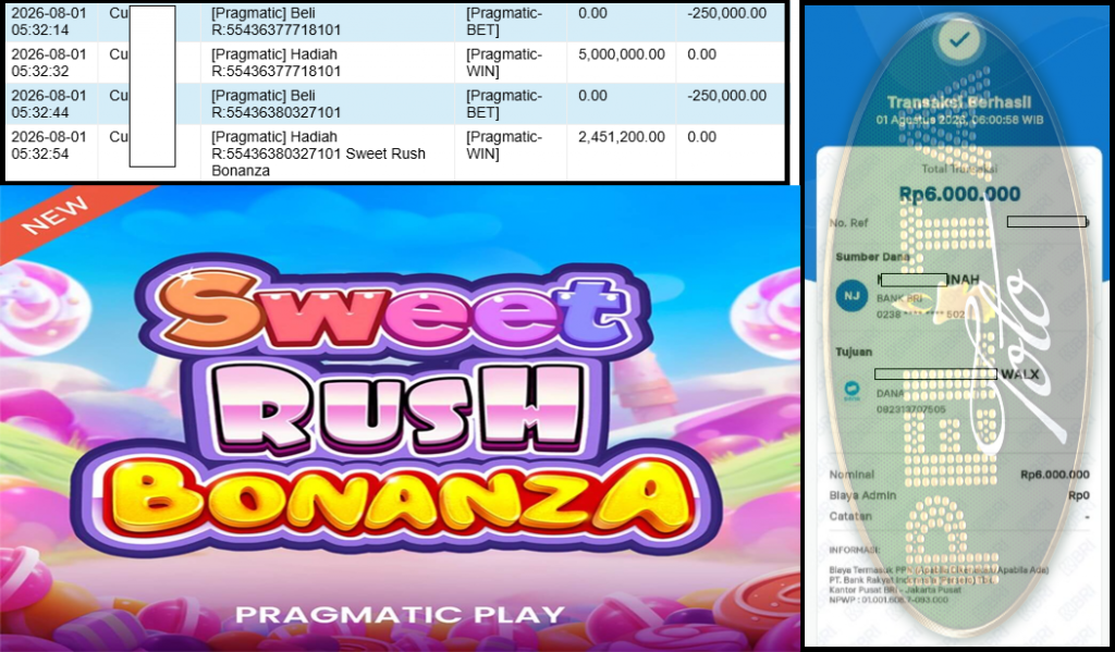 PELITATOTO JACKPOT PRAGMATIC Gaming ”Sweet Rush Bonanza” ‌‌‌‌‌‌‌‏Rp 6,000,000,- LUNAS