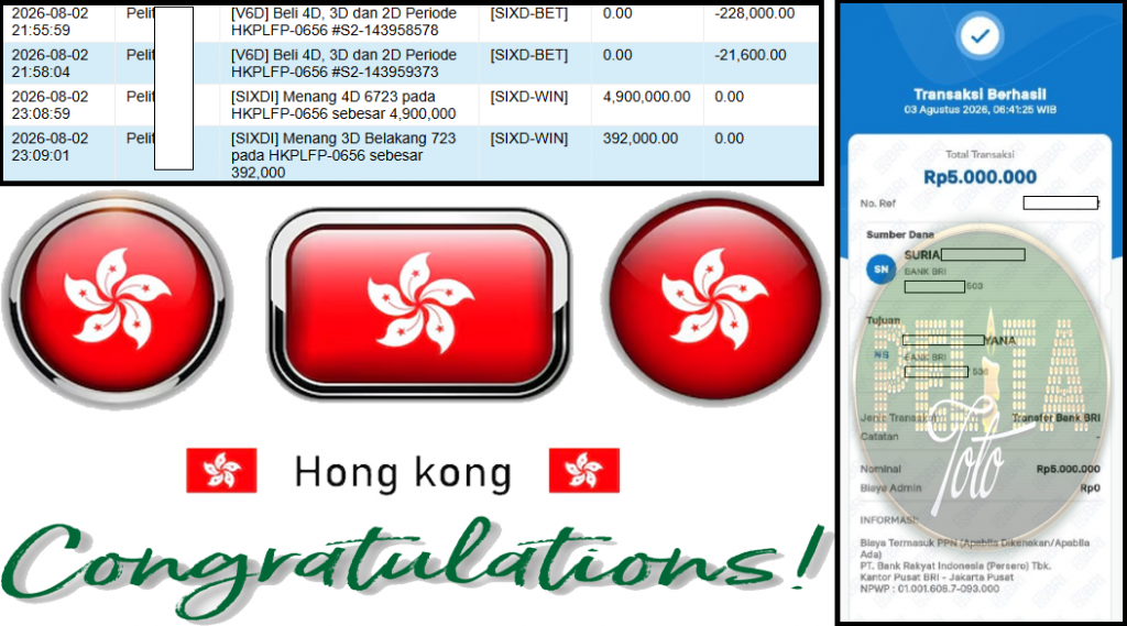 PELITATOTO JACKPOT PASARAN HONGKONG POOLS (TIAP HARI)”6723” ‌‌‌‌‌‌‌‏Rp 5,000,000,- LUNAS