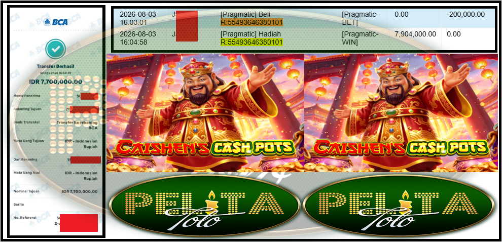 PELITATOTO JACKPOT PRAGMATIC Gaming ”Caishen’s Cash Pots” ‌‌‌‌‌‌‌‏Rp 7,700,000,- LUNAS