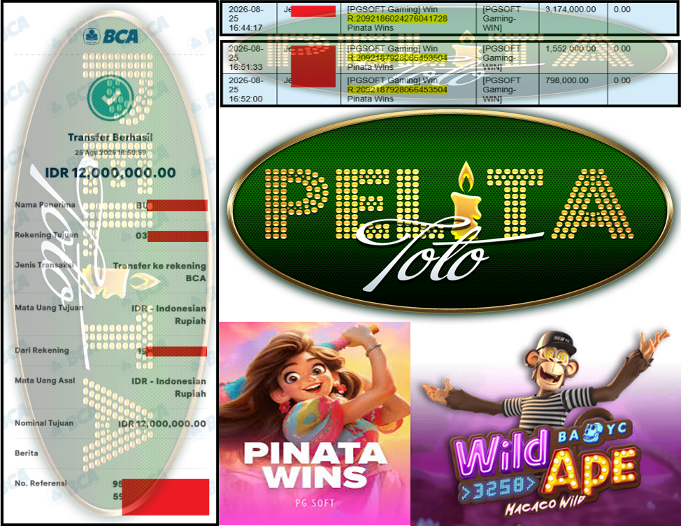 PELITATOTO JACKPOT PGSOFT Gaming ”Pinata Wins & Wild Ape” ‌‌‌‌‌‌‌‏Rp 12,000,000,- LUNAS