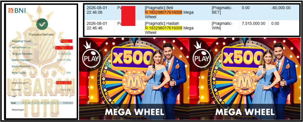 KISARANTOTO JACKPOT PRAGMATIC Gaming ”Mega Wheel” ‌‌‌‌‌‌‌‏Rp 7,000,000,- LUNAS